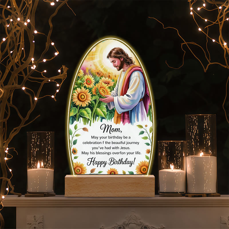 Christianartworkshop Jesus Modern Devotion Colorful Glow Night Light: Oval Silhouette & Artistic Hues
