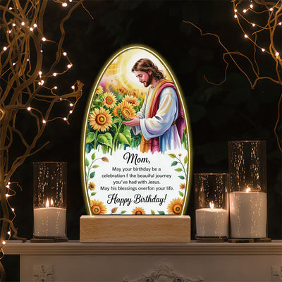 Christianartworkshop Jesus Modern Devotion Colorful Glow Night Light: Oval Silhouette & Artistic Hues