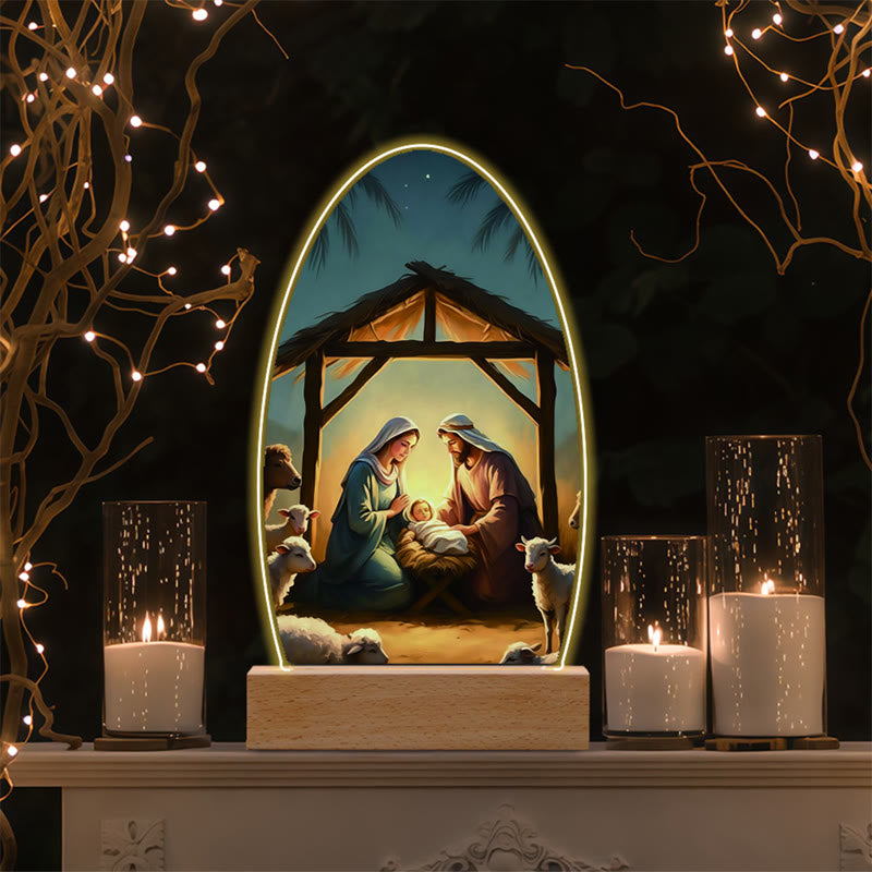 Christianartworkshop Jesus Modern Devotion Colorful Glow Night Light: Oval Silhouette & Artistic Hues