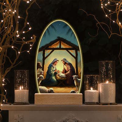 Christianartworkshop Jesus Modern Devotion Colorful Glow Night Light: Oval Silhouette & Artistic Hues