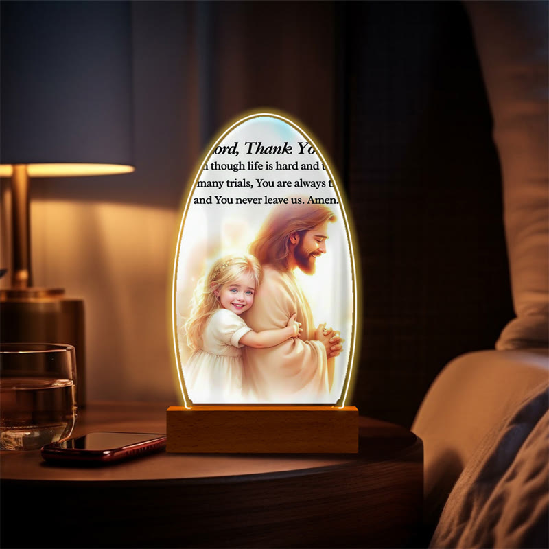 Christianartworkshop Jesus Modern Devotion Colorful Glow Night Light: Oval Silhouette & Artistic Hues