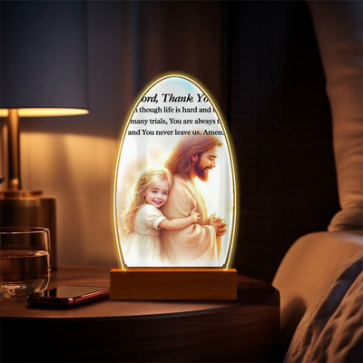 Christianartworkshop Jesus Modern Devotion Colorful Glow Night Light: Oval Silhouette & Artistic Hues