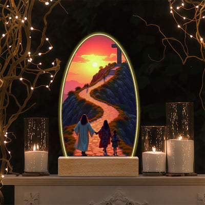 Christianartworkshop Jesus Modern Devotion Colorful Glow Night Light: Oval Silhouette & Artistic Hues