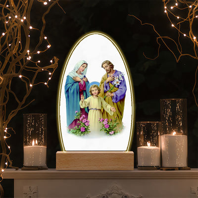 Christianartworkshop Jesus Modern Devotion Colorful Glow Night Light: Oval Silhouette & Artistic Hues