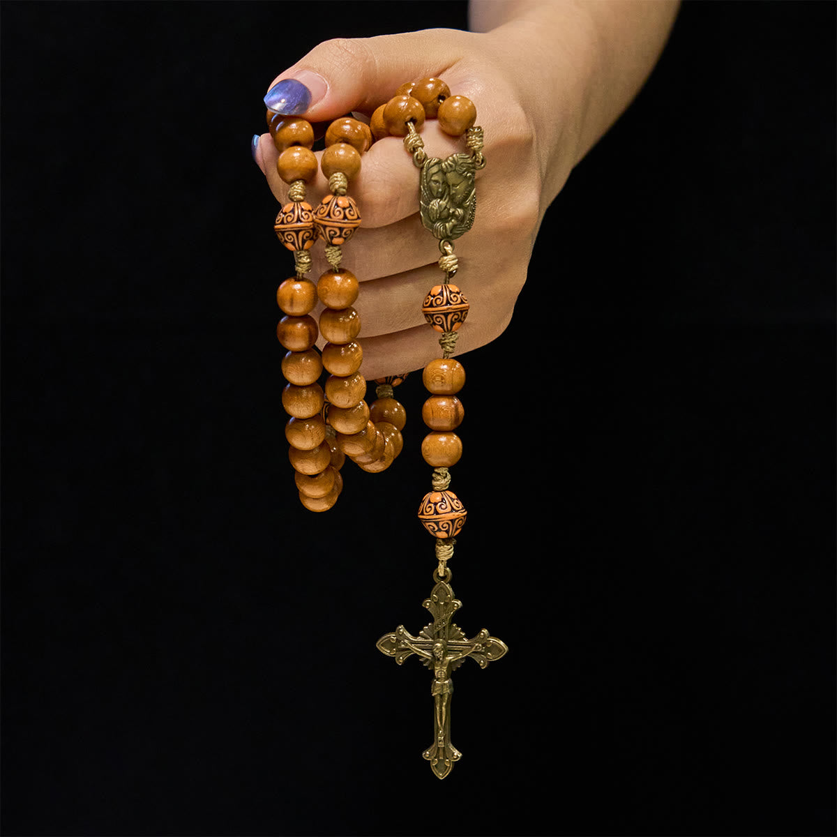 Christianartworkshop Holy Family & Crucifix of 10mm Olive Wood Bead Handmade Rosary for Holy Prayer