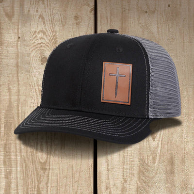 Christianartworkshop Faith Over Fear Nail Cross Leather Patch Faith Hat