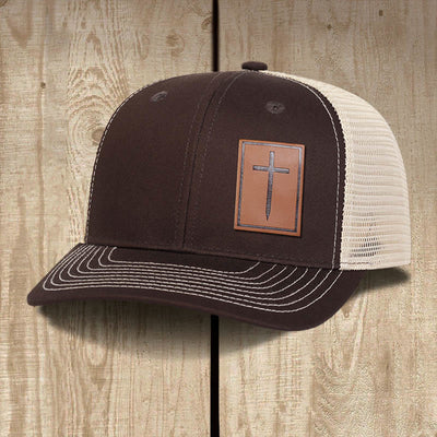 Christianartworkshop Faith Over Fear Nail Cross Leather Patch Faith Hat