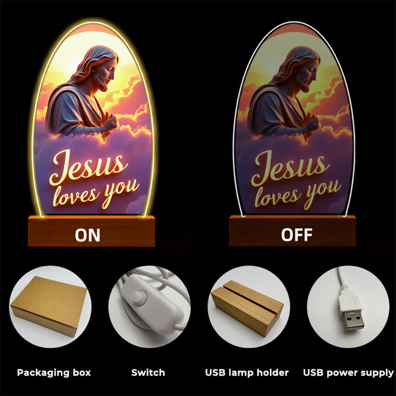 Christianartworkshop Jesus Modern Devotion Colorful Glow Night Light: Oval Silhouette & Artistic Hues