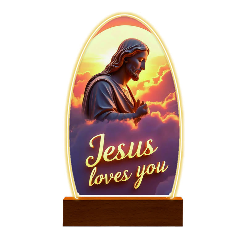 Christianartworkshop Jesus Modern Devotion Colorful Glow Night Light: Oval Silhouette & Artistic Hues