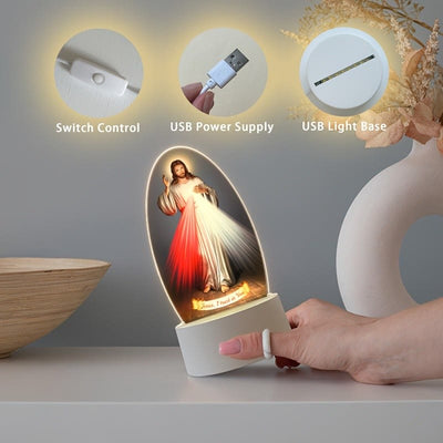 Christianartworkshop Daily Blessing Oval Holy Scenes Night Light: Glowing Halo & Holy Icons