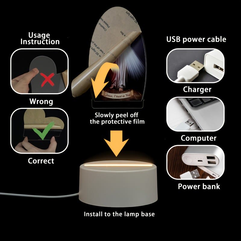 Christianartworkshop Daily Blessing Oval Holy Scenes Night Light: Glowing Halo & Holy Icons