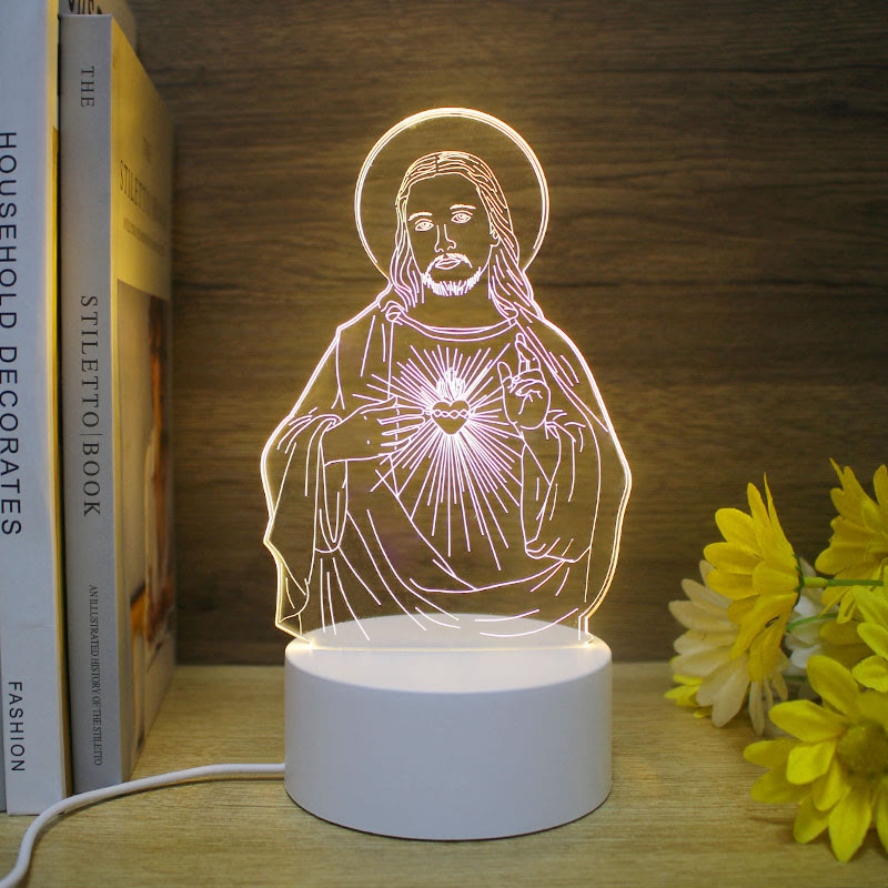 Christianartworkshop Minimalist Faith Unique Gift Night Light: Glowing Outlines & Enduring Icons