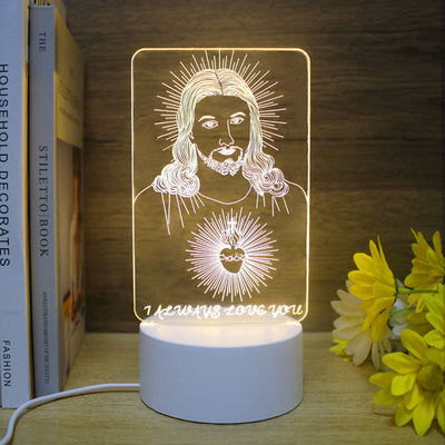 Christianartworkshop Minimalist Faith Unique Gift Night Light: Glowing Outlines & Enduring Icons