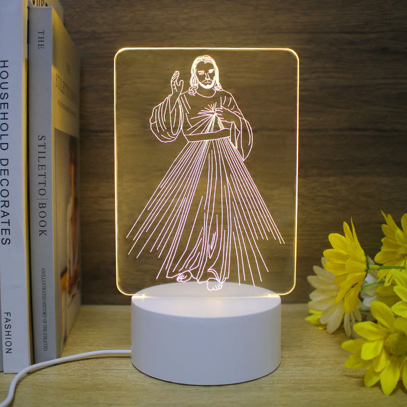 Christianartworkshop Minimalist Faith Unique Gift Night Light: Glowing Outlines & Enduring Icons