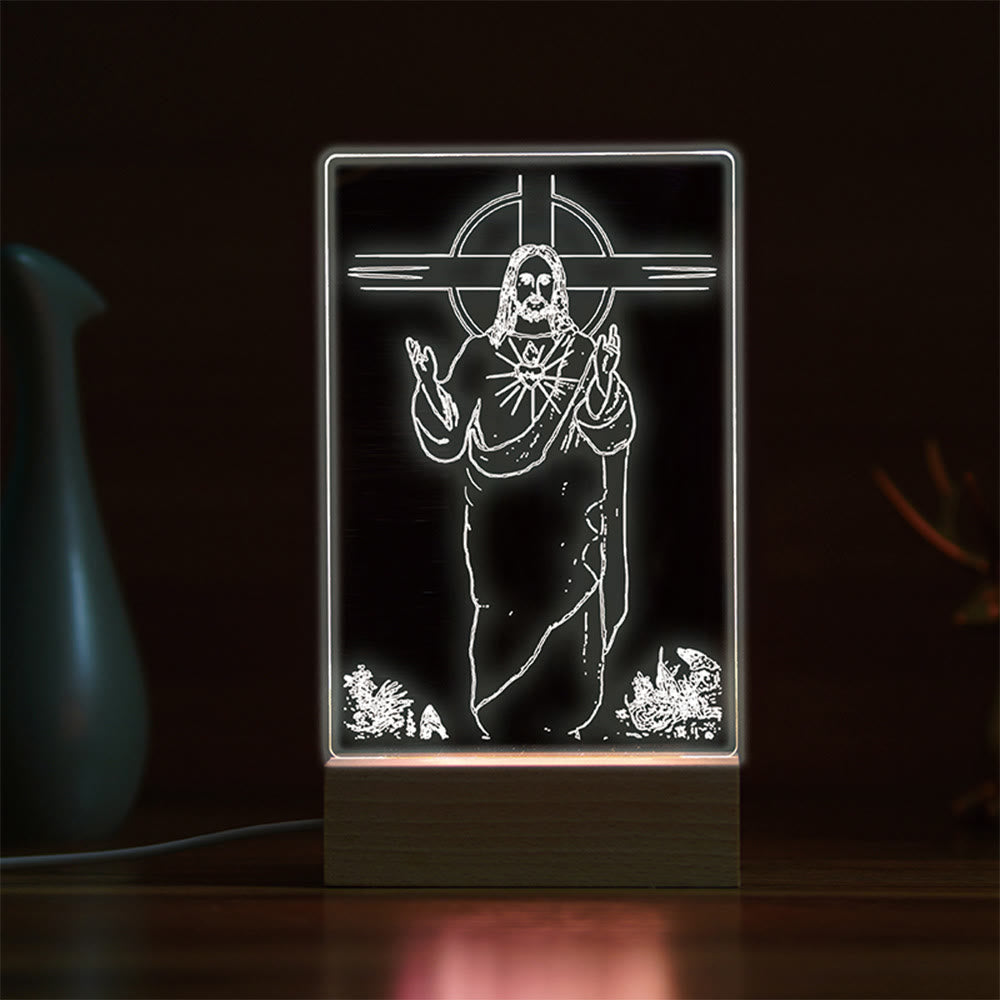 Christianartworkshop Minimalist Sacred Outlines Night Light: Share Divine Bonds