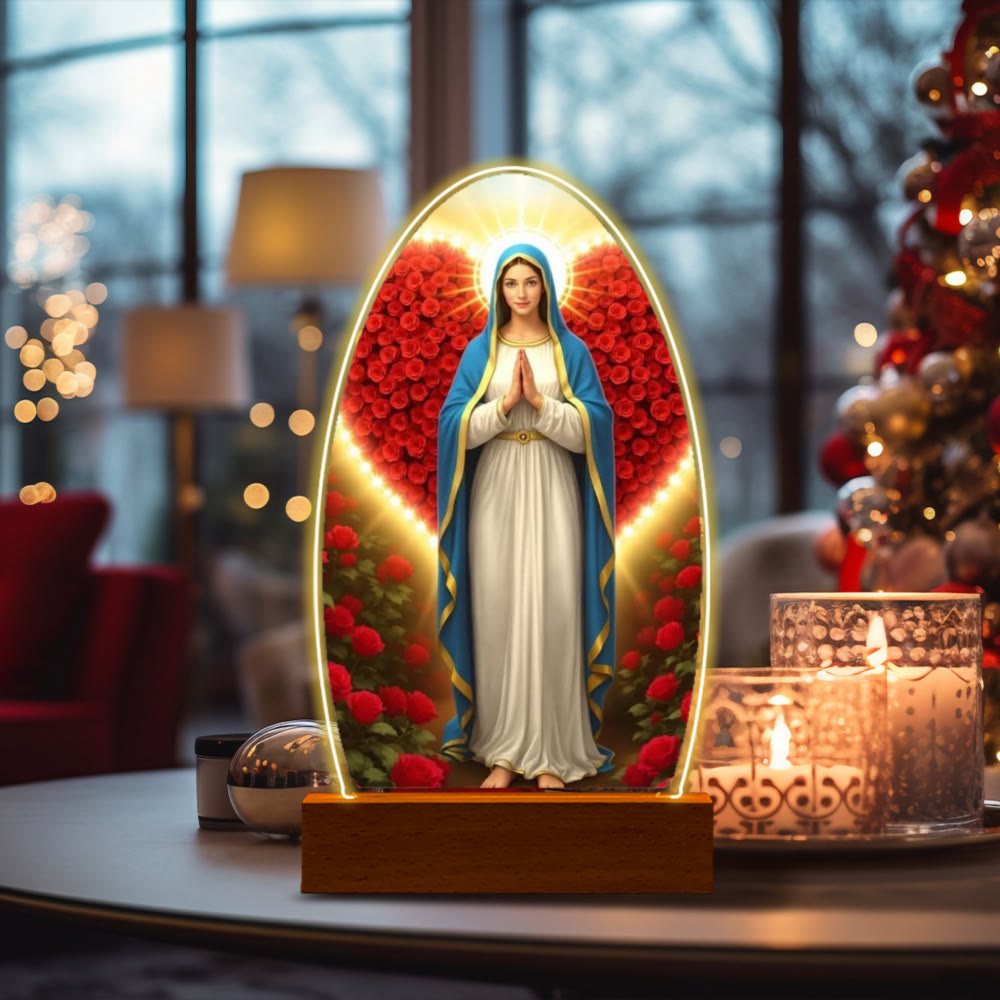 Christianartworkshop Serene Virgin Mary Night Light in Oval Design for Quiet Devotion