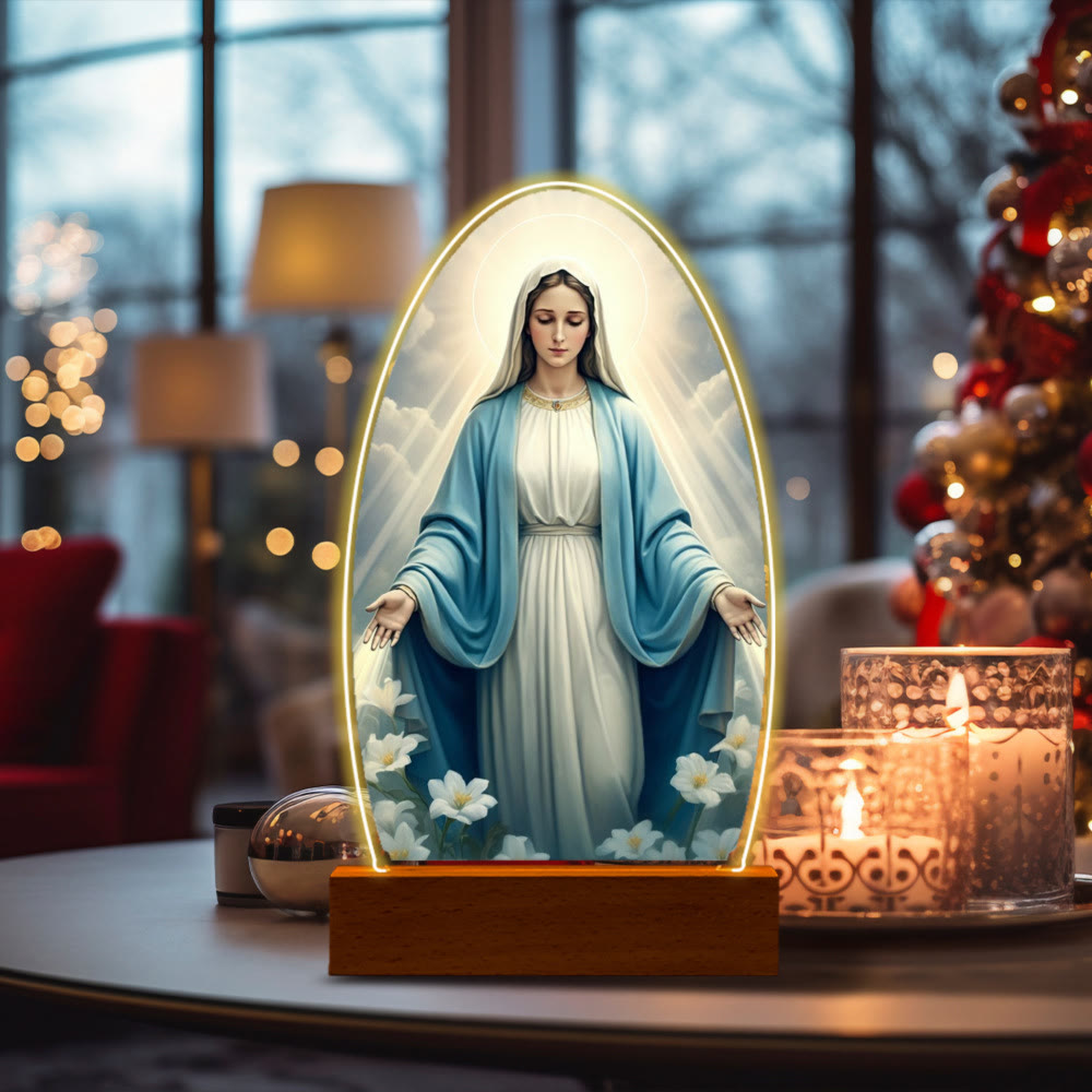 Christianartworkshop Serene Virgin Mary Night Light in Oval Design for Quiet Devotion