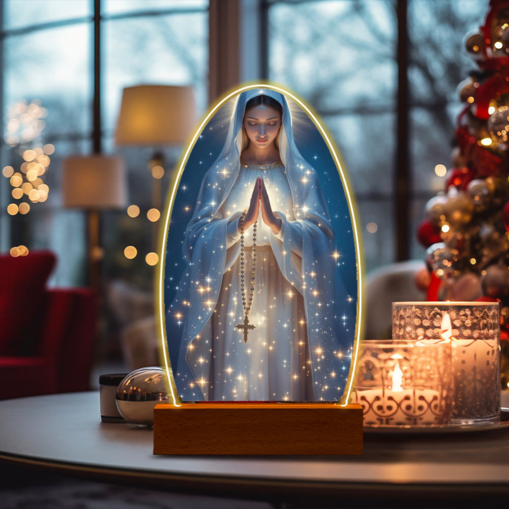 Christianartworkshop Serene Virgin Mary Night Light in Oval Design for Quiet Devotion