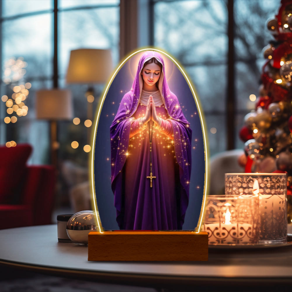Christianartworkshop Serene Virgin Mary Night Light in Oval Design for Quiet Devotion