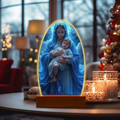 Christianartworkshop Serene Virgin Mary Night Light in Oval Design for Quiet Devotion
