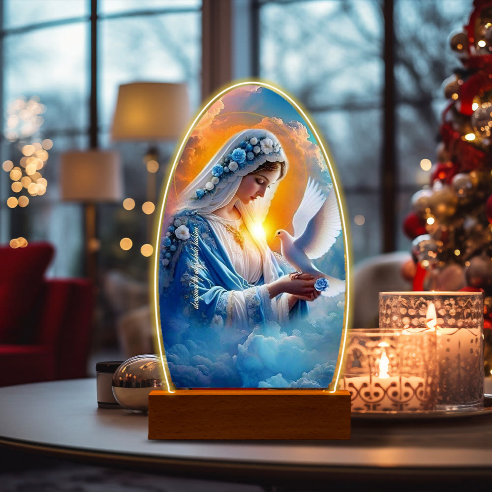 Christianartworkshop Serene Virgin Mary Night Light in Oval Design for Quiet Devotion