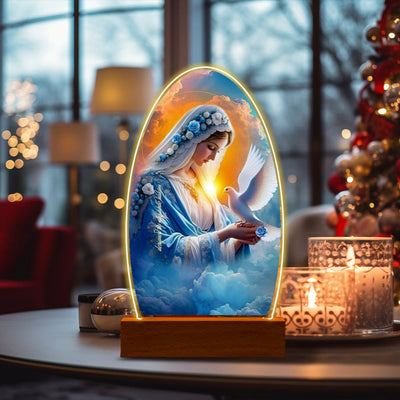 Christianartworkshop Serene Virgin Mary Night Light in Oval Design for Quiet Devotion