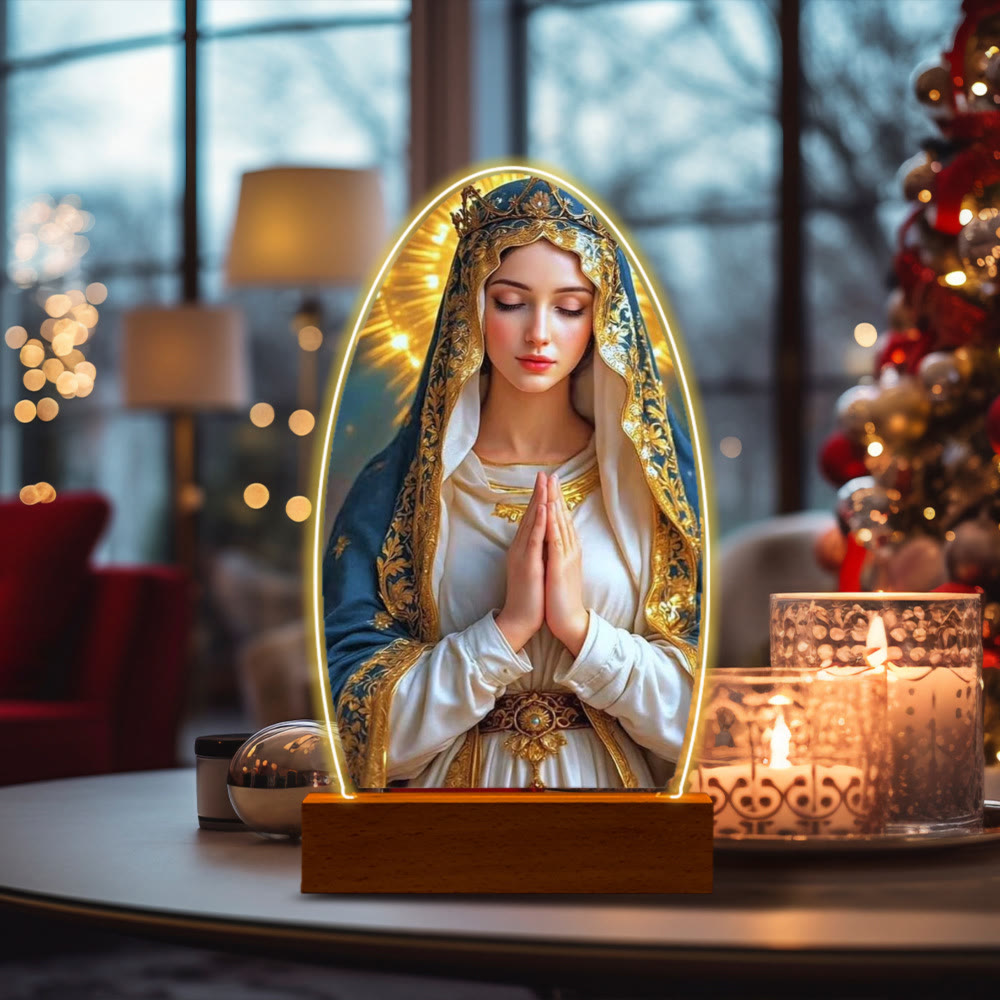 Christianartworkshop Serene Virgin Mary Night Light in Oval Design for Quiet Devotion