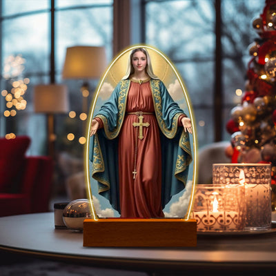 Christianartworkshop Serene Virgin Mary Night Light in Oval Design for Quiet Devotion
