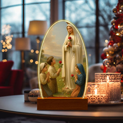 Christianartworkshop Serene Virgin Mary Night Light in Oval Design for Quiet Devotion
