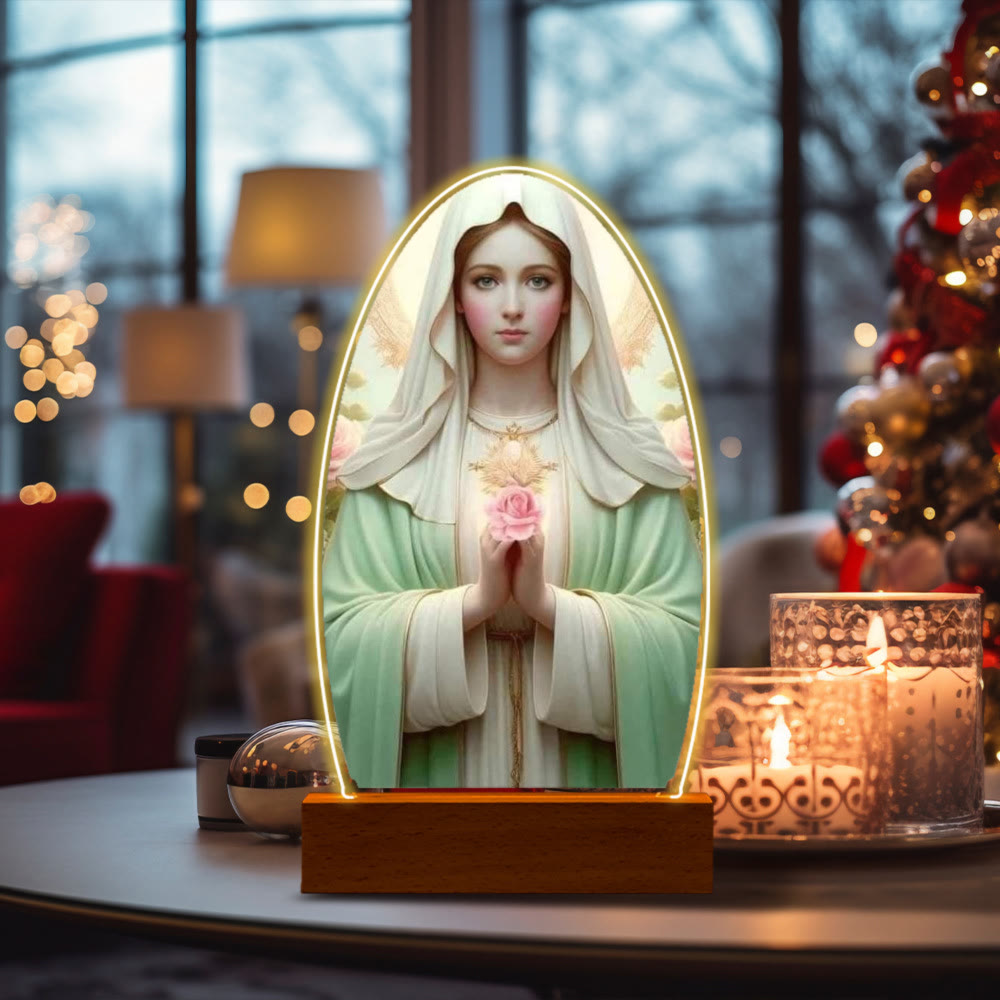 Christianartworkshop Serene Virgin Mary Night Light in Oval Design for Quiet Devotion