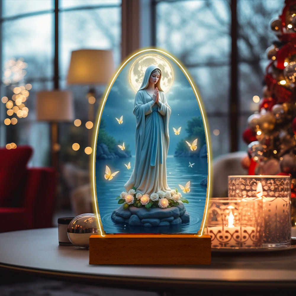Christianartworkshop Serene Virgin Mary Night Light in Oval Design for Quiet Devotion
