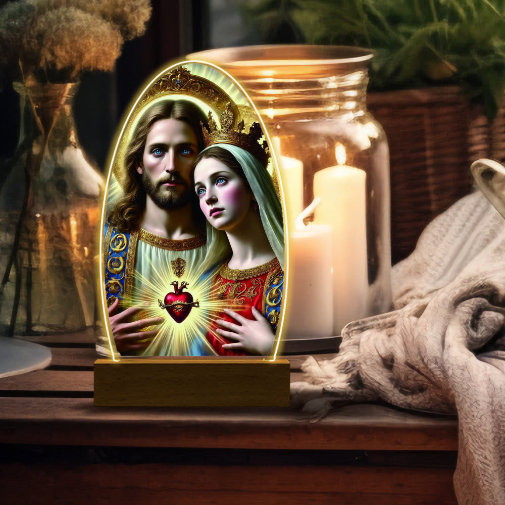 Christianartworkshop Comforting Jesus and Virgin Mary Prayer Moments Night Light