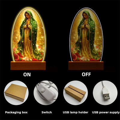 Christianartworkshop Serene Virgin Mary Night Light in Oval Design for Quiet Devotion