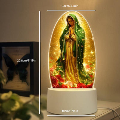 Christianartworkshop Serene Virgin Mary Night Light in Oval Design for Quiet Devotion