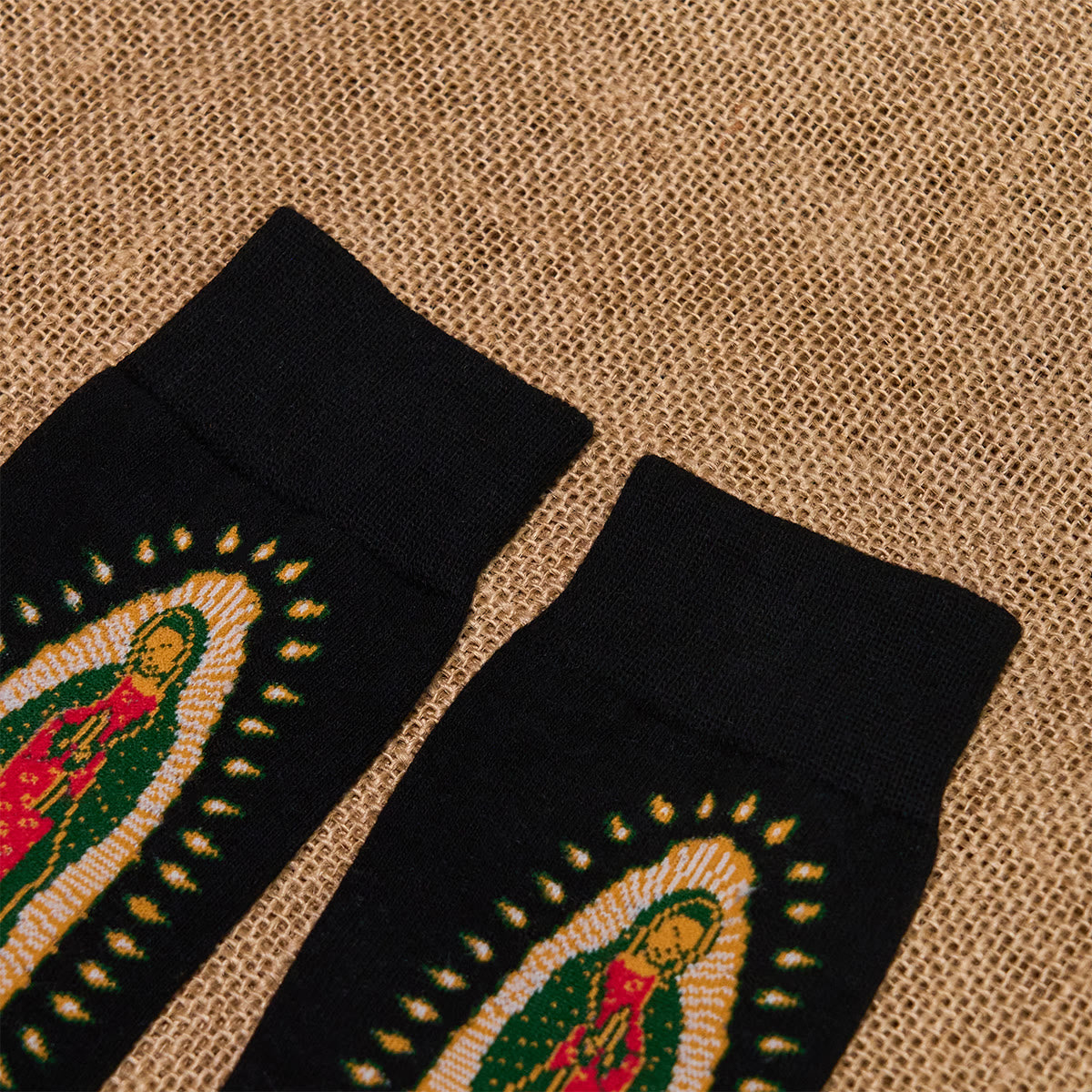 Christianartworkshop Black Virgin of Guadalupe Religious Unisex Crew Socks: Retro Design, Exclusive Faith Flair