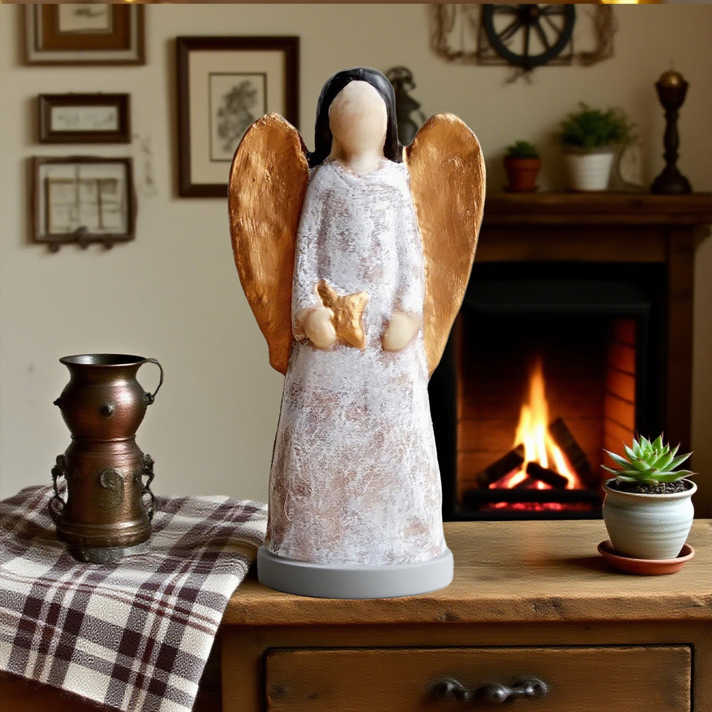 Christianartworkshop Resin Angel Nativity Desktop Ornament: A Rare Emblem of Christmas Devotion