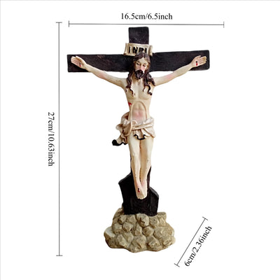 Christianartworkshop Classic Resin Crucifix Desktop Ornament: Timeless Symbol of Faithful Devotion