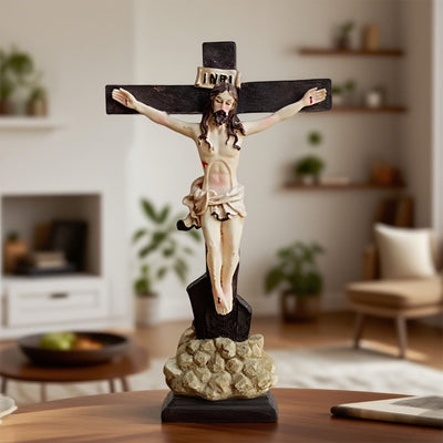 Christianartworkshop Classic Resin Crucifix Desktop Ornament: Timeless Symbol of Faithful Devotion