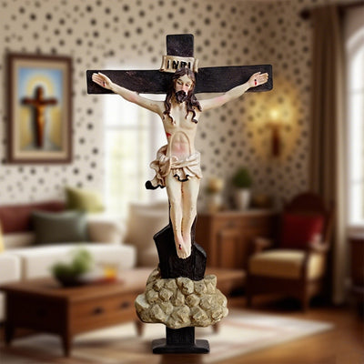 Christianartworkshop Classic Resin Crucifix Desktop Ornament: Timeless Symbol of Faithful Devotion