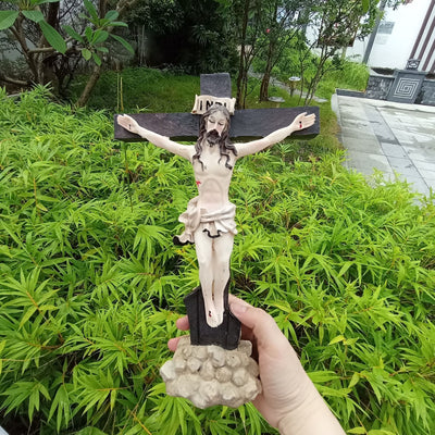 Christianartworkshop Classic Resin Crucifix Desktop Ornament: Timeless Symbol of Faithful Devotion