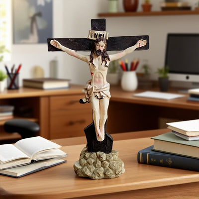 Christianartworkshop Classic Resin Crucifix Desktop Ornament: Timeless Symbol of Faithful Devotion
