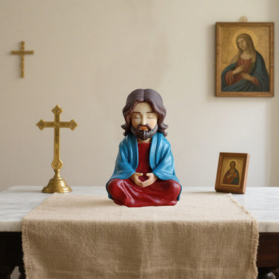 Christianartworkshop Classic Resin Meditating Jesus Desktop Ornament: Emblem of Spiritual Focus