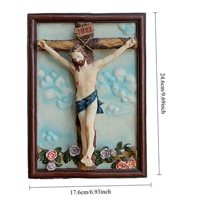 Christianartworkshop Classic Resin Crucifix Jesus Desktop Ornament with Rose Thorn