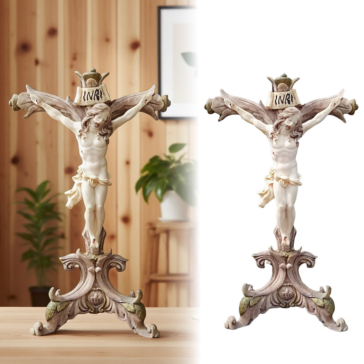 Christianartworkshop Resin Crucifix Jesus Desktop Ornament: Uncommon Badge of Steadfast Conviction