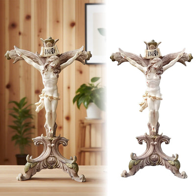 Christianartworkshop Resin Crucifix Jesus Desktop Ornament: Uncommon Badge of Steadfast Conviction
