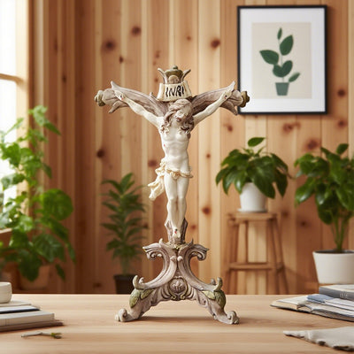 Christianartworkshop Resin Crucifix Jesus Desktop Ornament: Uncommon Badge of Steadfast Conviction
