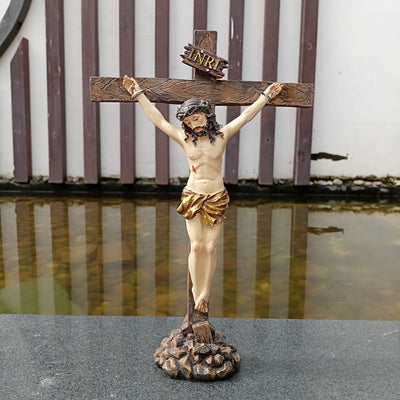 Christianartworkshop Resin Crucifix Desktop Ornament: Unique Sign of Understated Reverence