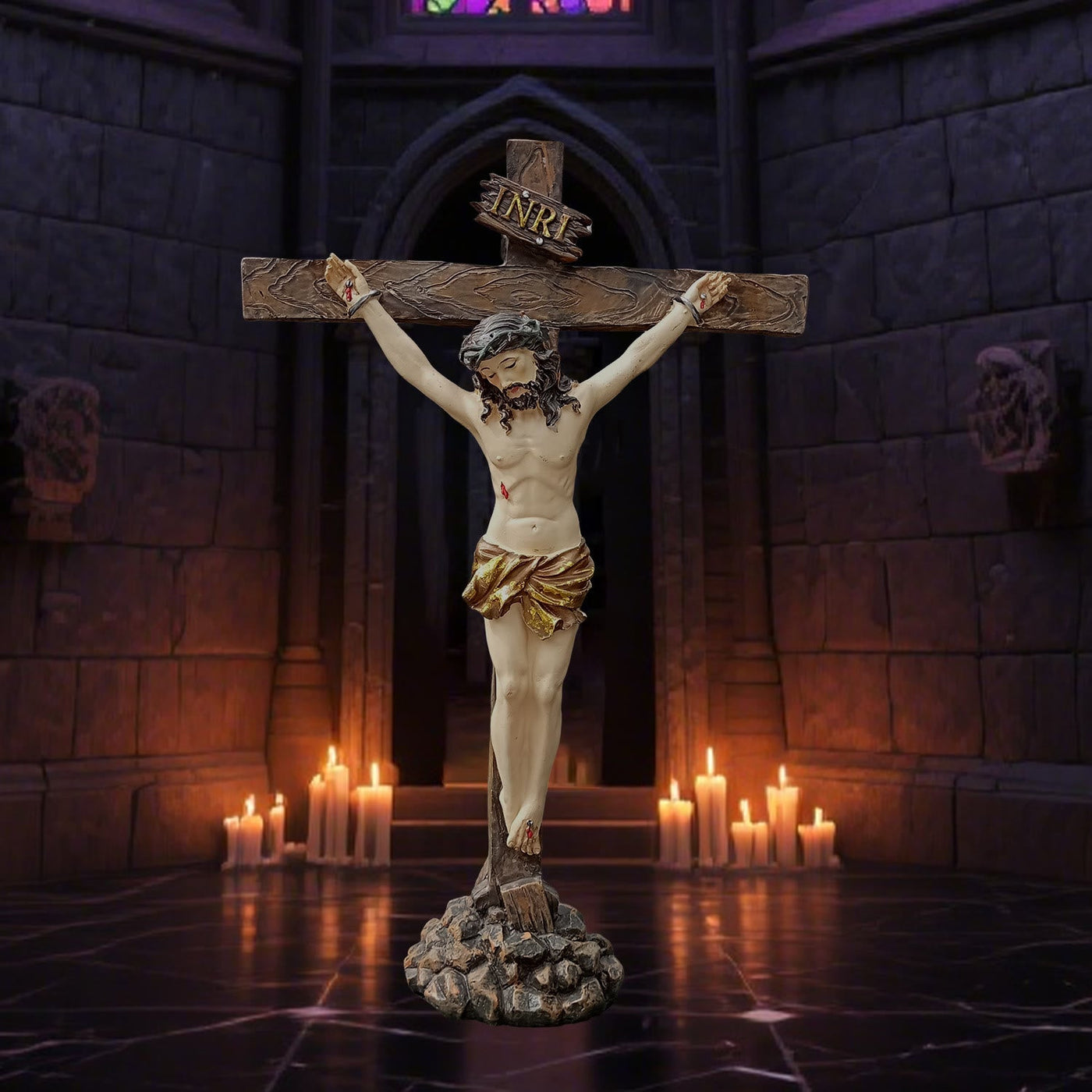 Christianartworkshop Resin Crucifix Desktop Ornament: Unique Sign of Understated Reverence