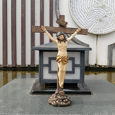 Christianartworkshop Resin Crucifix Desktop Ornament: Unique Sign of Understated Reverence
