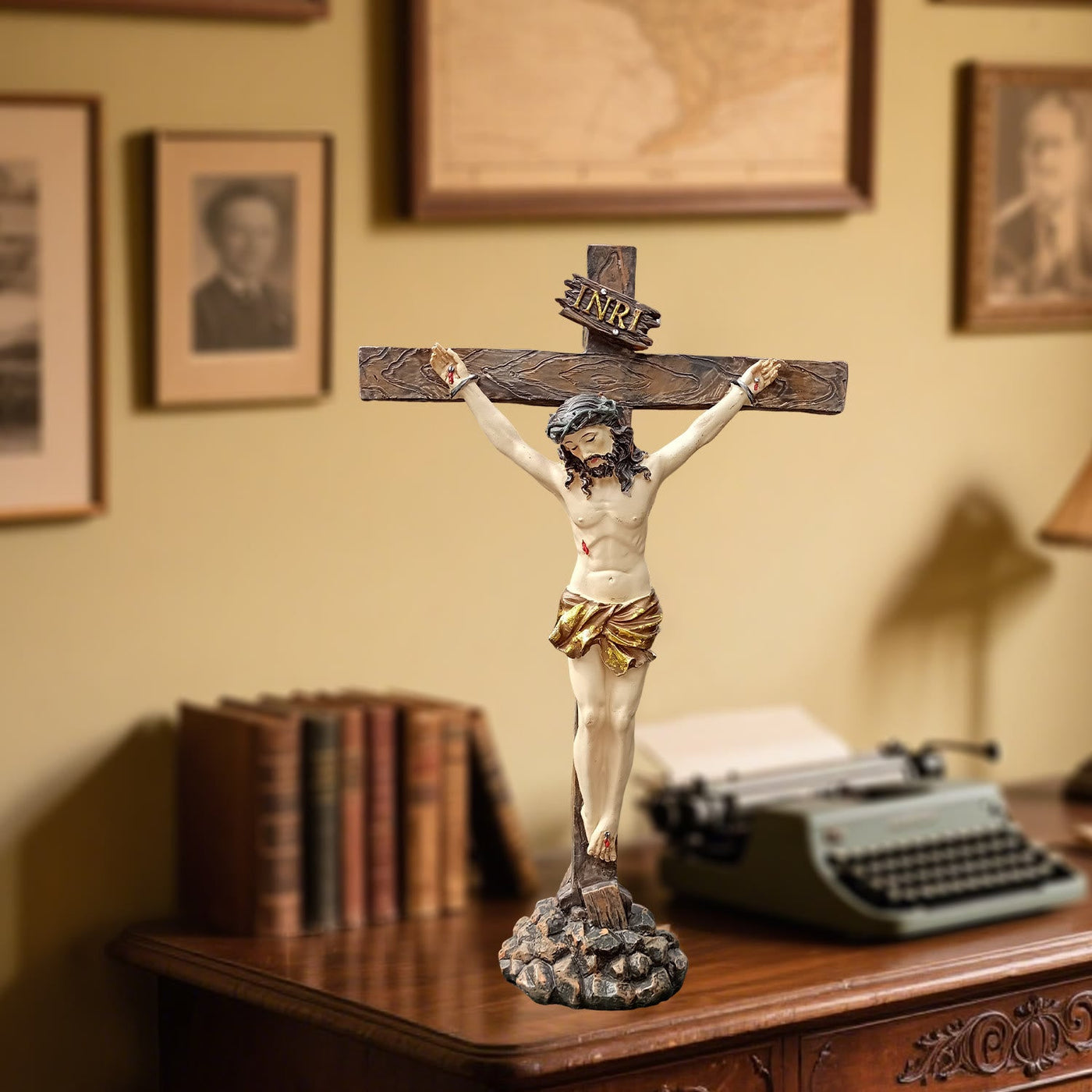 Christianartworkshop Resin Crucifix Desktop Ornament: Unique Sign of Understated Reverence